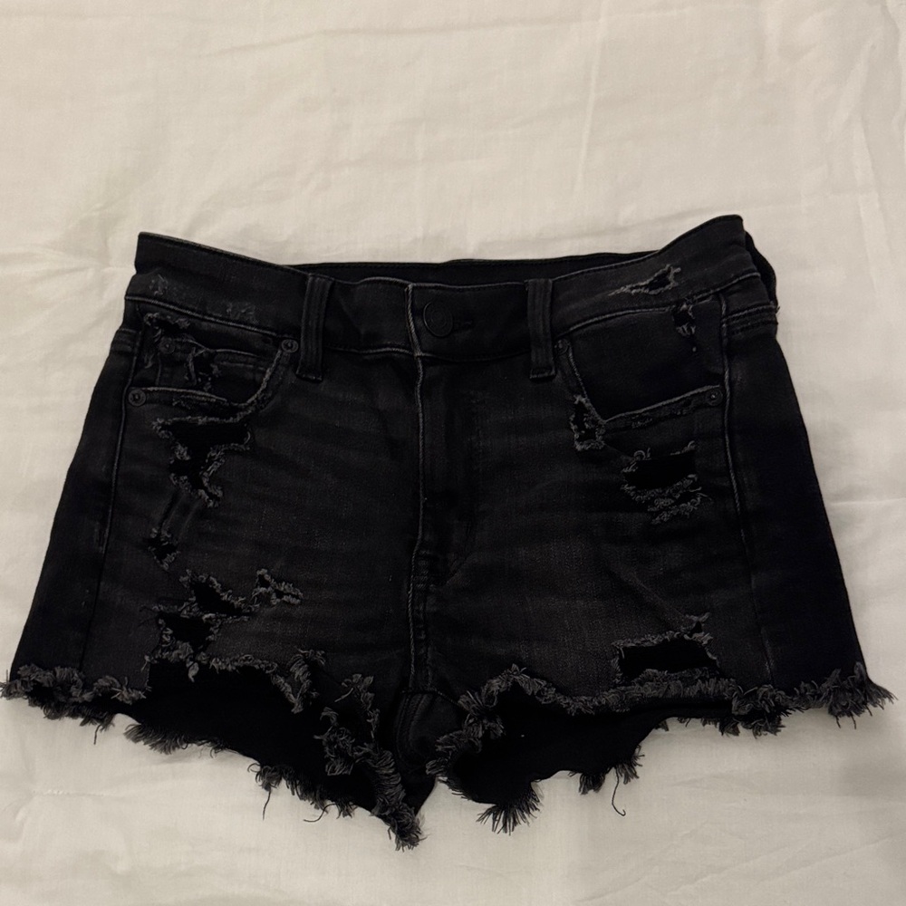 American Eagle Outfitters Black Ripped Jean Shorts